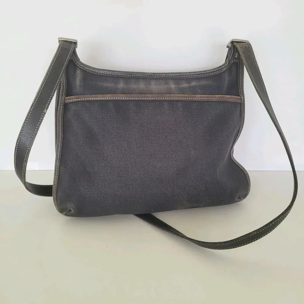 Coach Shoulder Bag, Canvas Denim Leather Black 8113 Rustic Flap‎ Medium Saddle